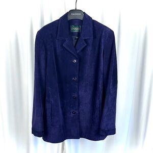 Vintage Danier Leather Violet Dark Blue Car Coat Jacket • Blazer • Suede M/L